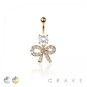 316L SURGICAL STEEL MULTI CZ RIBBON BELLY BUTTON NAVEL RING 